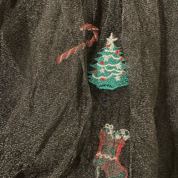 Black Christmas tule Skirt  Festive Embroidery teared - Picture 3 of 5